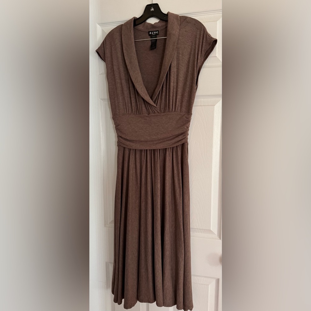 BCBG Paris Brown Sleeveless Cowl Neck Dress size L